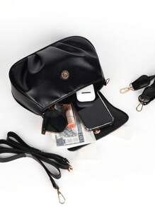 1 Peça Bolsa de Ombro Feminina de Couro PU Cor Única com Decoração de Laço, Bolsa Mensageira Transversal Fofa e da Moda, Adequada para Presente, Transporte, Escola, Mini Bolsa de Telefone