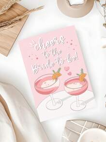 1PC Bridal Shower Card For Bride To Be, Engagement Congratulations Card For Female Friend Sister, Funny Bachelorette Card, Pink Wedding Shower Card For Bride, Cheers To The Bride To Be Card