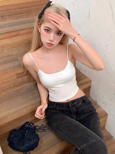 Minimalist Sexy Slim-Fit Cropped Cami Vest Sexy Backless Design Tank Top For Women Summer