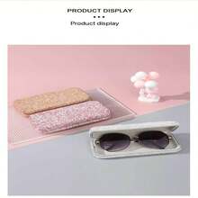 DIY Rhinestone Decorated Car Sunglasses Storage Box, Portable Eyeglass Holder For Car Interior, Cross-Border Hot Selling Item