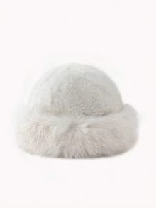 1pc Women Winter Furry Hat, European & Korean Style Warm Headwear, Solid Color Cute & Versatile, Thicker Design Winter Outfits