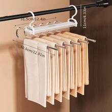 1pc High-Quality Folding Pants Rack - Multi-Layer, Space-Saving Plastic Pants Hanger With Anti-Slip Handle, Suitable For Home, Clothes Rack, Clothes Clips, Invisible