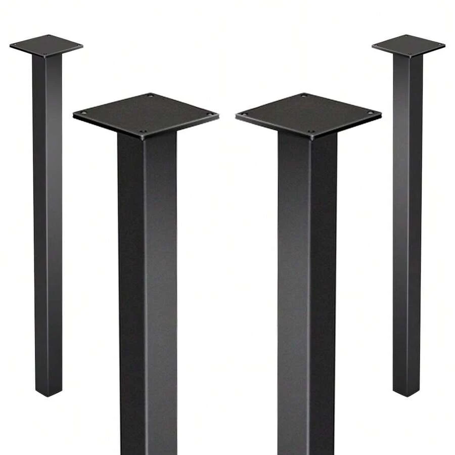 Set Of 4 Living Room Bedroom Table Legs DIY Tools Industrial Style Metal Table Legs Load Capacity 150kg Height 90cm - Black - View 1