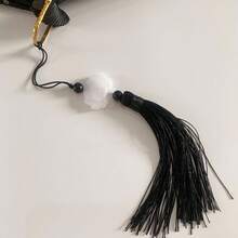 1 pieza Abanico artificial de plumas y perla con lámina de oro (16.5 pulgadas/42cm), plumas de un solo lado, incluye colgante, abanico artificial de plumas para novia, decoración para despedida de soltera y boda, apto para accesorios de disfraces y decoraciones de fiesta, boda, negro/blanco