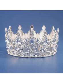 1pc Small Crystal Crown Hair Clip For Side Bun, Princess Birthday Crown, Cake Decor, Floral Gift Decoration - Multicolor - View 6