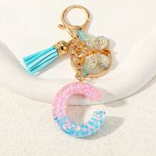 A Creative Keyring With Sequins And Crystal Resin Featuring English Letters, Perfect As A Pendant For Children's Bags Or As A Keyring Accessory For Girls' Bags. - Multicolor - View 16