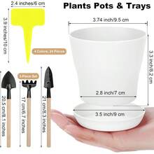 36 macetas para vivero de 4 pulgadas, macetas de plástico gruesas para plantas y flores, macetas blancas con bandeja, contenedores de plantas para jardín, interior y exterior - Blanco - Ver 2