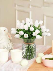 30 Stücke künstliche Tulpen, Echtheitsgefühl Tulpen, geeignet für Vasen, Heimpartys, Hochzeitsdekoration, DIY Blumenwanddekoration Outdoor, ästhetische Raumdekoration, Geschenke für Mädchen, Geschenke für Freunde