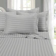 Elegant Comfort, Softest, Coziest 6-Piece Sheet Sets! 1500 Hotel Quality Luxurious Wrinkle Resistant Damask Stripe Bed Sheet Set, Black - Bedding 2025 - 銀色 - 查看 1