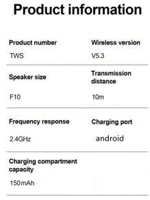 Écouteurs sans fil TWS A6S Bluetooth 5.3 Casque à commande tactile avec micro Écouteurs sport étanches Casque pour tous les smartphones 150 mAh