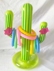 1pc Fun Pool Inflatable Cactus Ring Game Set, Target Throwing Floating Swimming Ring Game, Beach Party Game, Pool Carnival Party Leisure And Entertainment Supplies, Suitable For Pool Parties, Lakes, Rivers, Seaside Vacations, Family Party Water Interactive Games - Multicolor - View 10