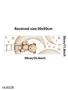 1pc Glam Style Teddy Bear With Balloon Wall Decal, Detachable Waterproof PVC Sticker, Glitter Embellished, Self-Adhesive, Single Use, Asymmetrical Shape, For Plastic Surfaces - Multicolor - View 12