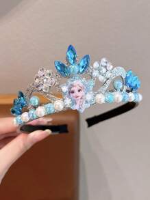 Disney 1/2pcsDisney Frozen Princess Elena Crown Headbands, Plastic Crown With Rhinestones And Pearls, Princess Party Birthday Gift Accessories