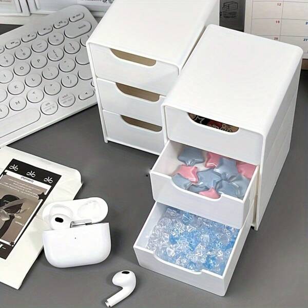 1pc 3-Tier Storage Organizer - Perfect For Organizing Office Supplies, Jewelry And Cosmetics - Portable Lightweight Plastic Divider Accessory, Desk Organizer, Jewelry Box Bathroom Accessories Back To School
