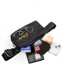 Unisex Theme Fanny Pack For Nurse, Lpn, Rn, Nursing Student, Doctor, Medical Cna, Phd, Healthcare Worker, Men And Women Waist Bag.A Customized Nurse Print Simple Casual Versatile Fashionable Personalized Bag. Suitable Women's Daily Use, Work Beach Vacation. - Multicolor - View 11
