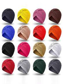 1 Stück Damen Einfarbige weiche Turban Mütze, bequem und atmungsaktiv, geeignet für den täglichen Gebrauch