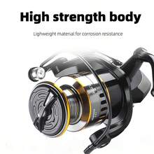 NYAYEO Fishing Spinning Reel, Metal Spool 5.2:1/4.7:113BB, Ball Bearings Carp Fishing Reel, HE500-7000 ,Metal Line Cup, Sea Tackle - Black - View 4