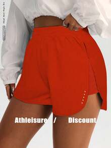 Luźny krój z rozcięciami z siateczki i kontrolą brzucha, elastyczne spodenki do jogi do biegania/pilatesu, krój podnoszący pośladki z prześwitującymi panelami z siateczki | odporny na przysiady i podkreślający sylwetkę do jogi/odzieży ulicznej, szeroki pas wyszczuplający talię, kontur podnoszący pośladki, zapobiegający podjeżdżaniu, luźny krój, damskie spodenki treningowe z wysokim stanem, luźne spodenki do ćwiczeń - Pomarańczowy - Zobacz 1