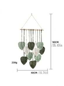 1件手工编织波西米亚风叶子造型装饰挂毯，适合作为礼物、咖啡馆装饰、家居装饰、卧室装饰（注：叶子可自行修剪） - 綠色 - 查看 8