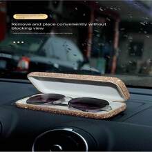 DIY Rhinestone Decorated Car Sunglasses Storage Box, Portable Eyeglass Holder For Car Interior, Cross-Border Hot Selling Item