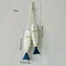 Madebyblanc 2 Mảnh Gỗ Cổ Điển Bờ Biển Cá Gỗ Chạm Khắc Thủ Công Thích Hợp Cho Trang Trí Tường Hàng Hải Và Đạo Cụ Chụp Ảnh Để Tặng Cho Bạn Bè Và Gia Đình - màu nâu - Xem 11