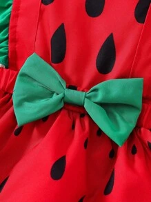 Set de 2 piezas vestimenta de verano para bebés niñas con mono informal y gorro con estampado de sandía