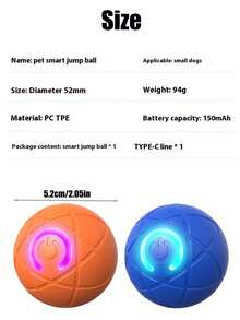 互動狗球－小型與中型犬用電動球玩具；互動寵物玩具球，USB充電，自動移動與彈跳（不建議大型犬使用） - 彩色 - 查看 5