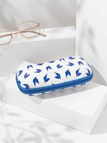 1 pièce Étui à lunettes à fermeture éclair avec imprimé d'origami conque, étoile de mer et coquille bleue océan pour hommes. Convient pour les lunettes de soleil et les lunettes de prescription