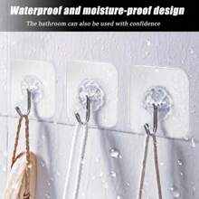 30/10pcs Invisible Adhesive Hooks, Strong Sticky Wall Hooks, No-Drill, Removable, Transparent, Waterproof, Rust-Proof, Applicable For Home, Kitchen, Bathroom, Living Room Back To School