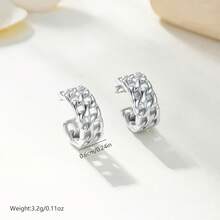 1 对时尚简约镂空几何夹式耳环，镀金男女通用日常佩戴配饰