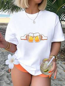 [Funny Oktoberfest Shirt Prost Cheers Beer Drinking-Shirt -% Cotton Women's Casual Short Sleeve Crew Neck-Shirt Spring &Amp;   Summer. Printed Graphic Tee  Sport Lovers][$11.58] Summer-Shirt Women - White - View 1