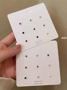 9Pcs/Set Multi-Color Pearl & Zirconia Stud Earrings Set, Simple Korean Style Earrings Accessories For Women