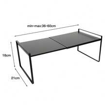 Etagère extensible à 1 niveau en métal pour armoire de cuisine, 36-60*21*18cm, Porte-Chaussures, capacité de charge 10kg - Noir - Voir 5