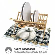 1 件咖啡/南瓜印花厨房橱柜碗碟干燥垫，防水超强吸水，隐藏污渍，碗碟架干燥垫，咖啡机垫，硅胶防滑橡胶底软垫 - 彩色 - 查看 5
