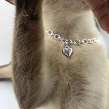 1 Adjustable Gold Heart Pendant Cat Collar Necklace - Stainless Steel, Elegant Accessory For Cats And Small Pets, Cat Accessories