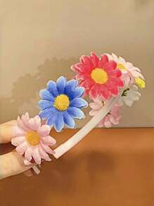 3 piezas Diadema floral para niñas, estilo campestre para vacaciones, adecuada para atuendos