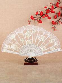 Faltbarer Spitzen-Fächer, handgehalten im chinesischen Vintage-Stil, Handventilator zum Falten für Party, Hochzeit, Tanzdekoration, Vintage-Stil Blumen-Faltfächer elegant für Aufführungen, Party, Hochzeitsdekoration, Vintage-Spitzen-Faltfächer, Tanzventilator, Handfächer als Foto-Requisite