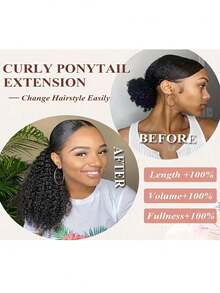 Elegant Kinky Curly Ponytail Extension, High Temperature Fiber, Drawstring African Hairpiece For Women