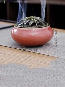 1pc Ceramic Incense Burner, Home Decor, Suitable For Stick/Cone/Disc Incense, Round Disc Incense Burner, Sage Incense Burner, Home Use Incense, Ceramic Incense Holder, Indoor & Outdoor, Hotel, Kitchen, Bathroom, Living Room - Multicolor - View 3