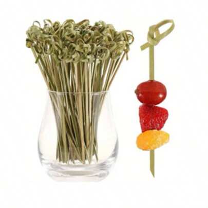 Kit 100 Palitos de Bambu Para Petisco aperitivo Decorado de no 9 cm