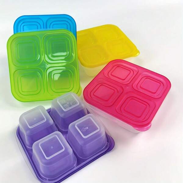 1/5pcs 4 Compartment Bento Lunch Box, Meal Prep Container, Food Storage Box, Take-Out Box,School Supplies