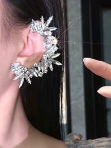 1 件时尚欧美风格水晶耳夹，奢华非穿孔水钻耳夹，百搭耳环配件 - 彩色 - 查看 2