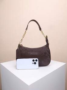 1 件 PU 软肩腋下包，精致单肩包，休闲百搭链条斜挎包，纯色休闲日常包，适合日常使用 - 旅行、工作、购物、大学、通勤、约会、女性礼物、商务通勤 - 咖啡 - 查看 4