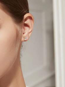 rainonme 1 Pair 1ct Elegant Moissanite Aesthetic Simple Earring Hypoallergenic 925 Sterling Silver Jewelry For Women Daily Wear Birthday, Valentines, Engagement Wedding Anniversary Birthday Christmas Gifts Special Occasions Spring Bank Holiday Mother's Day Gift - Gold - View 3