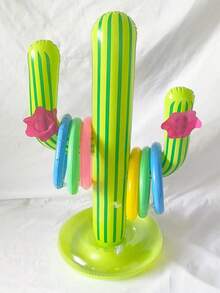 1pc Fun Pool Inflatable Cactus Ring Game Set, Target Throwing Floating Swimming Ring Game, Beach Party Game, Pool Carnival Party Leisure And Entertainment Supplies, Suitable For Pool Parties, Lakes, Rivers, Seaside Vacations, Family Party Water Interactive Games - Multicolor - View 11