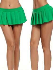 Women's Rave Mini Skirt Y2k Pleated Skirts Mini Skirt Casual Short Skirts Micro Skirt For Festival Costumes, Rave Party, Beach - 綠色 - 查看 3