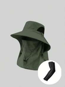 1 Piece Unisex Solid Color Sun Protection Neck Cover Outdoor Wide Brim Bucket Hat For Hiking, Fishing, Vacation, Suitable For Daily Outdoor Activities