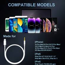 FCV Aux Cord For IPhone, IPhone 3.5mm Headphone Jack Aux Cord Lightning/UBS-C To Aux Audio Cable For Car Home Stereo Speaker Headphone Compatible With IPhone