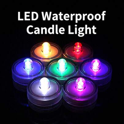 LED 7 色防水蜡烛灯，鱼缸灯，电池持久耐用，水族馆照明，适用于派对、酒吧、婚礼装饰，时尚电子蜡烛灯，潜水灯