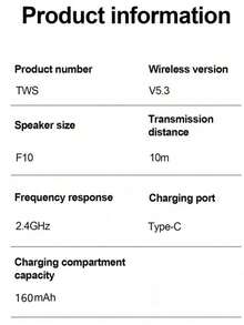 TWS A2 耳机蓝牙耳机带麦克风耳机 9D 立体声耳塞适用于小米三星安卓无线蓝牙耳机 160mAh